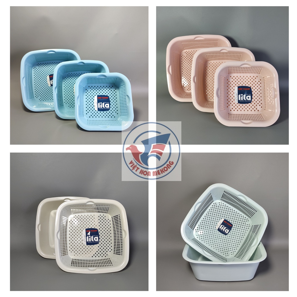 BỘ THAU RỔ ĐÔI VUÔNG MÀU PASTEL,RỔ ĐÔI VUÔNG HTH