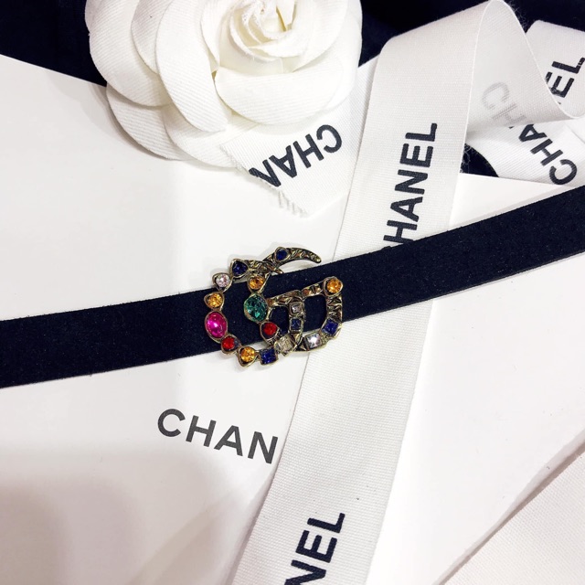 Chocker tag Gucci đá nhiều màu