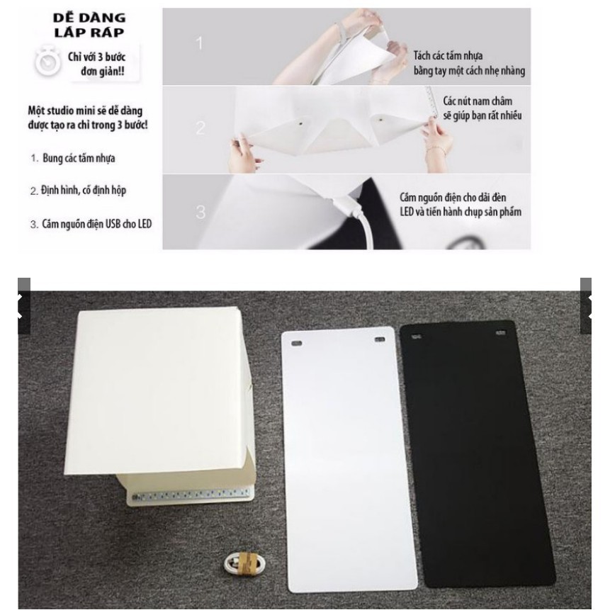 EuroQuality Hộp đèn Studio chụp ảnh sản phẩm Light room, đèn Led siêu sáng (White).... Hàng Hot hot hot !!! | BigBuy360 - bigbuy360.vn