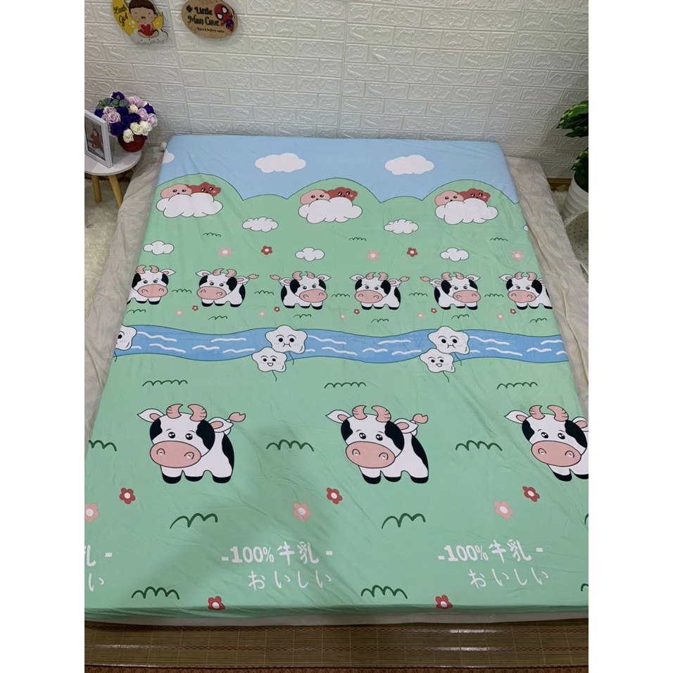 🍒 Chiếc ga Cún cheerful 💖m2/m6/m8/2m💖 drap giường poly bọc đệm cute Nguyệt Ánh Bedding