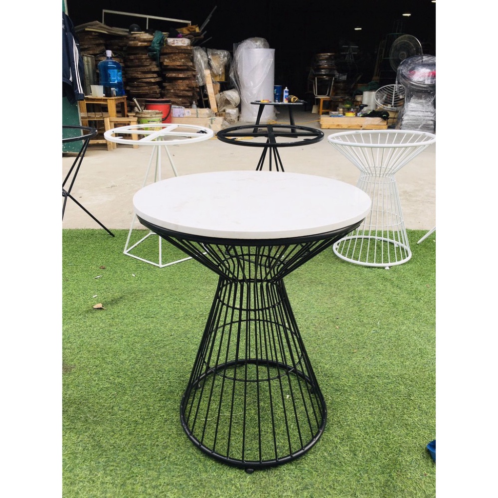 Bàn Trà Mặt Đá Chân Chùm Khung Kim Loại Cao Cấp Cho Phòng Khách, Quán Cafe, Ban Công, Để Ngoài Trời.
