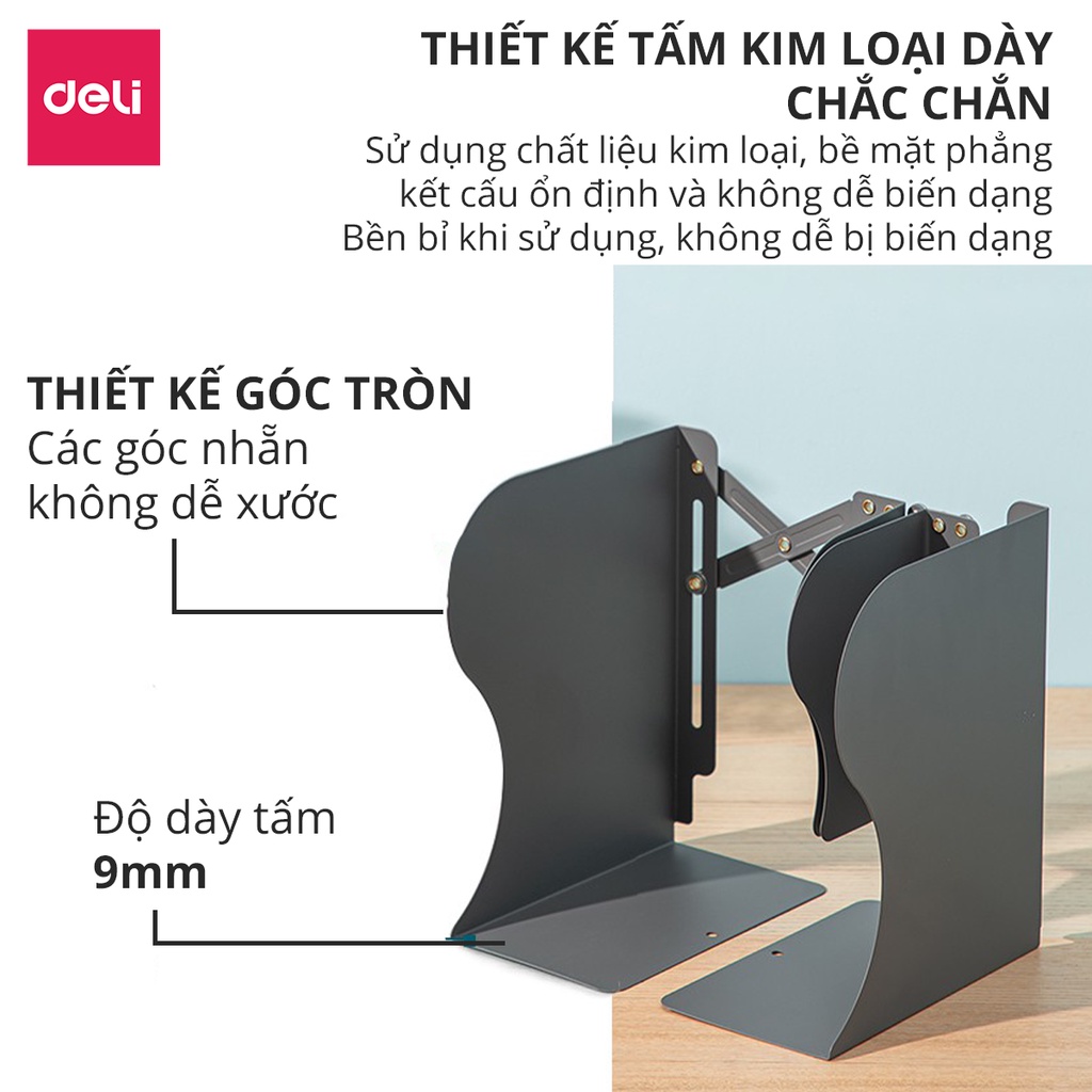 [Mã LIFEDL44 giảm 50K đơn 99K] Giá đựng tài liệu mở rộng kim loại Deli - Màu xám - 1 chiếc - 78630