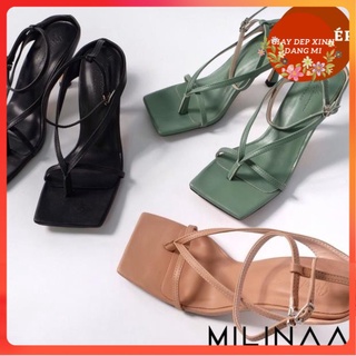 Sandal kẹp xỏ ngón  CAO GÓT NỮ KẸP DÂY MÃNH VÒNG CỔ KHOÁ GÀI [CG0413] Giày dép xinh Mys
