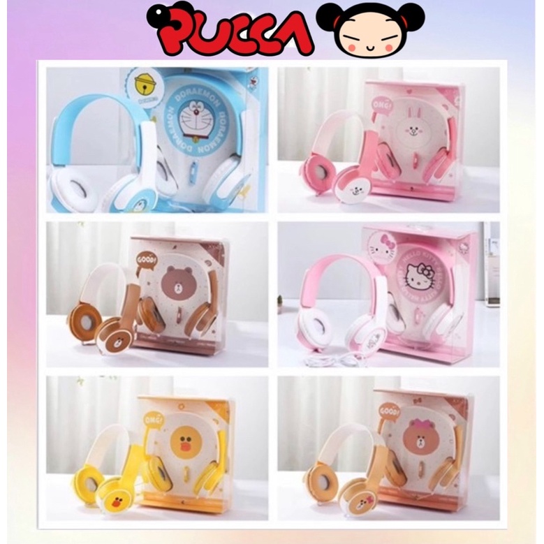 Tai Nghe Chụp Tai Hoạt Hình Doraemon,Hello Kitty,Gấu Brown Jack 3.5mm