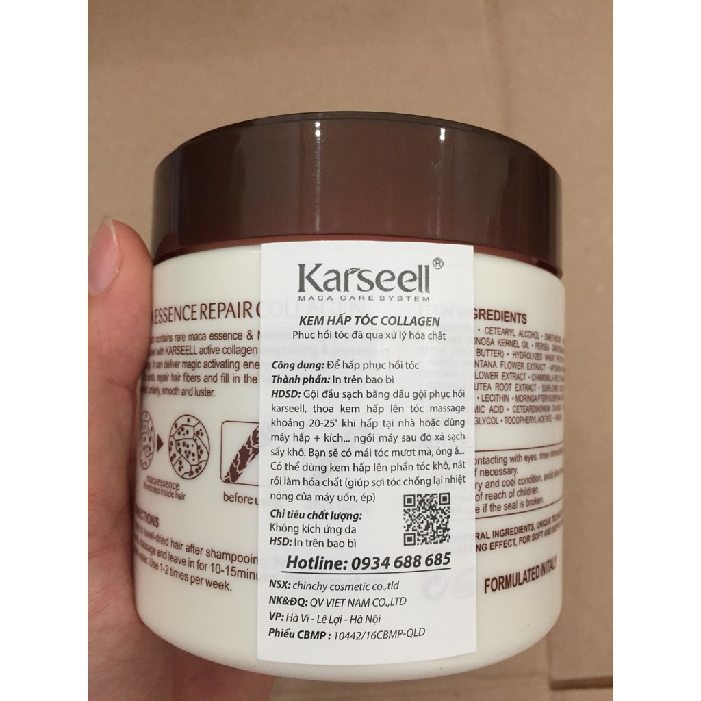 Dầu hấp tóc Collagen Karseell Maca siêu mềm mượt tóc 500ml