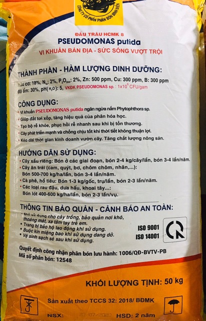 Phân bón hữu cơ vi sinh - HCMK8 chuyên dùng cho sầu riêng 1kg