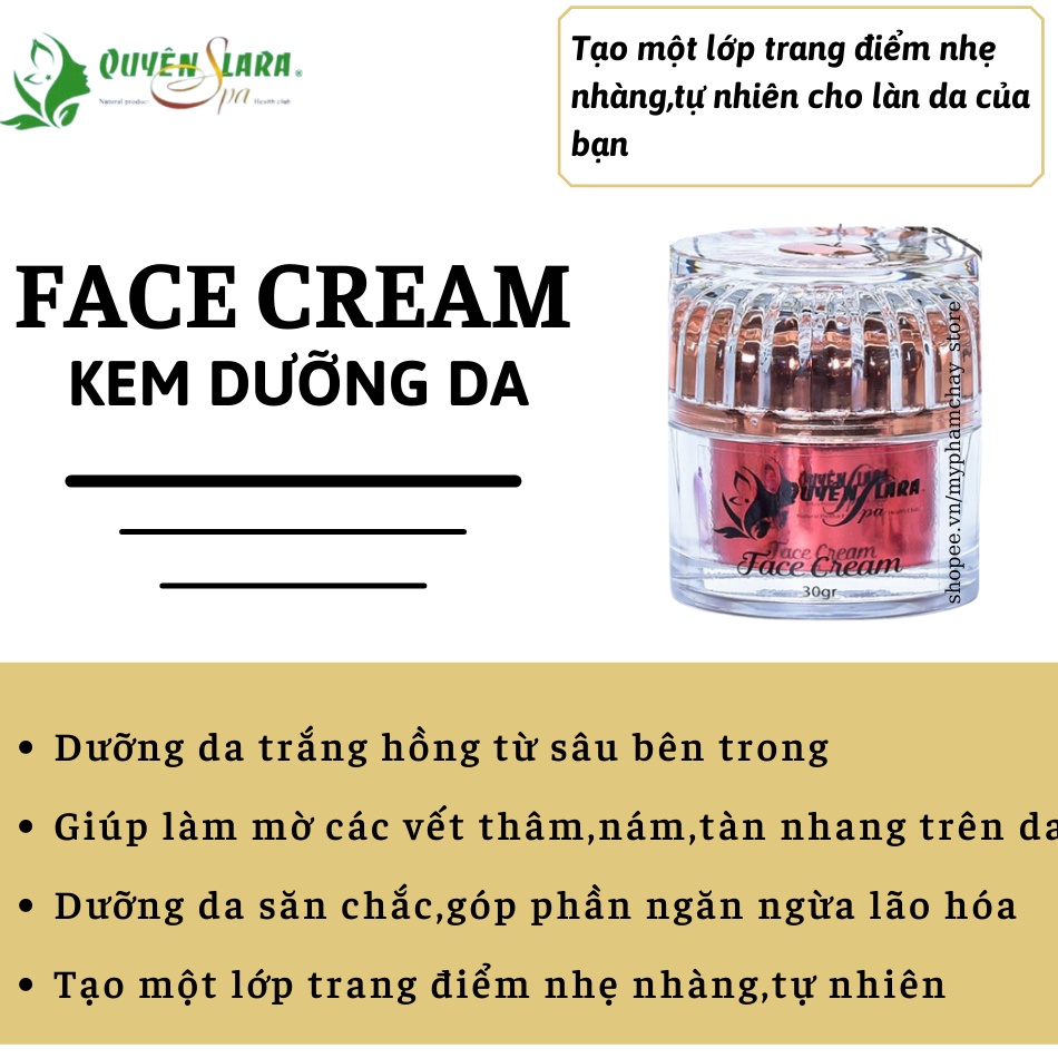 Face Cream Quyên Lara Kem Dưỡng Và Tái Tạo Da Giúp Trắng Da,Mờ Nám Trắng Hồng Tự Nhiên 30g