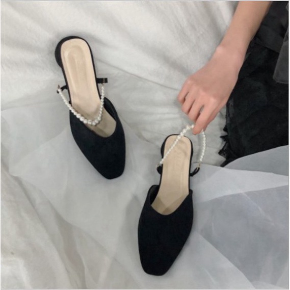 Sandal búp bê da lộn quai ngọc nữ tính G038
