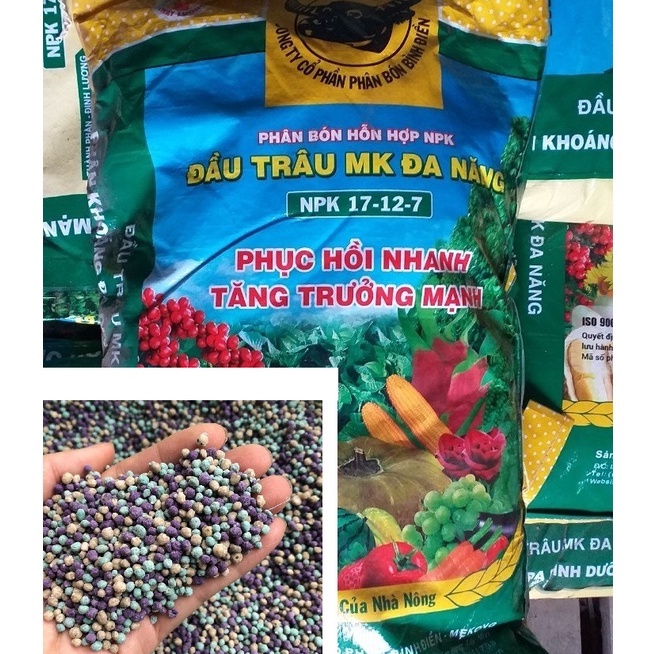 1kg Phân bón đầu trâu 3 màu đa năng NPK 17-12-7 cho hoa, cây ăn quả, rau màu (tách lẻ từ bao 25kg)