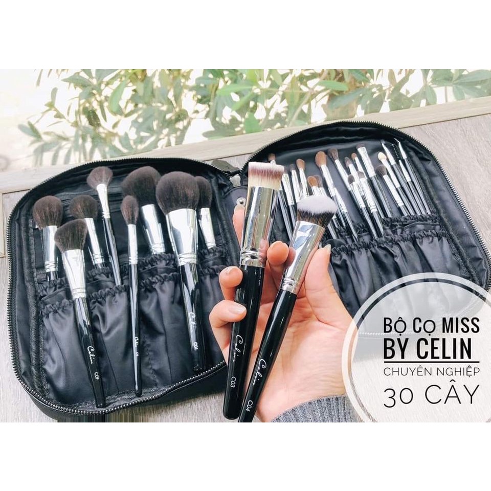 Bộ cọ trang điểm Celin 30 cây lông thú chính hãng kèm bao da kèm quà tặng Celin