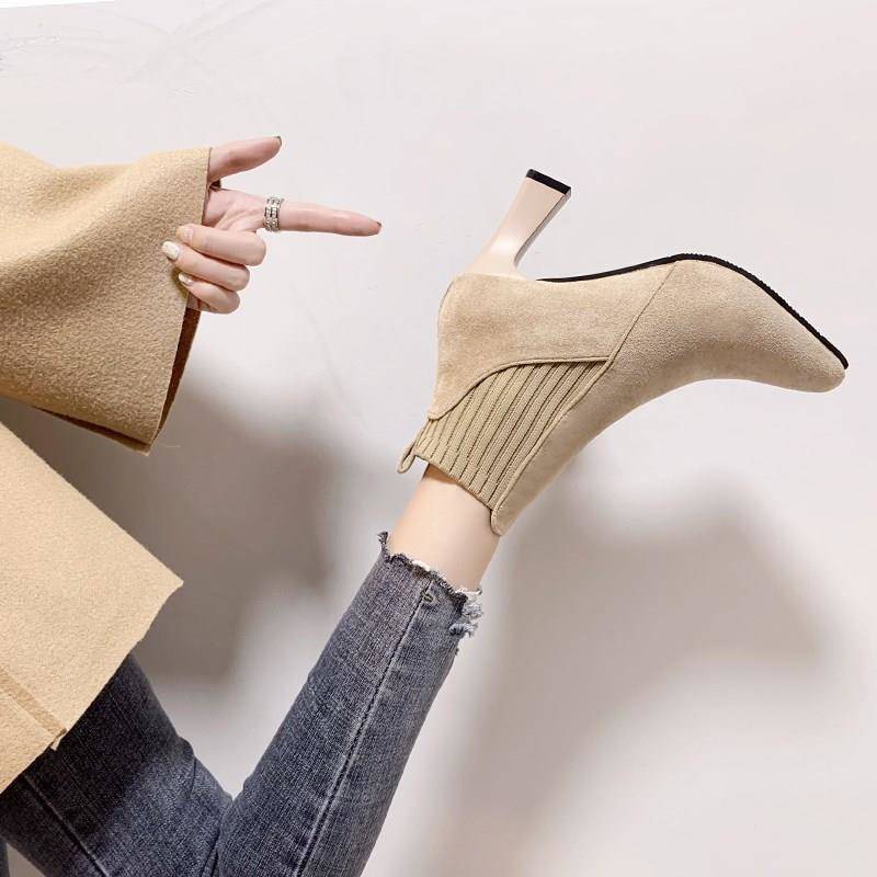 Giày Boot Cao Gót Mũi Nhọn Thiết Kế Mới Thời Trang Dành Cho Mùa Thu Đông