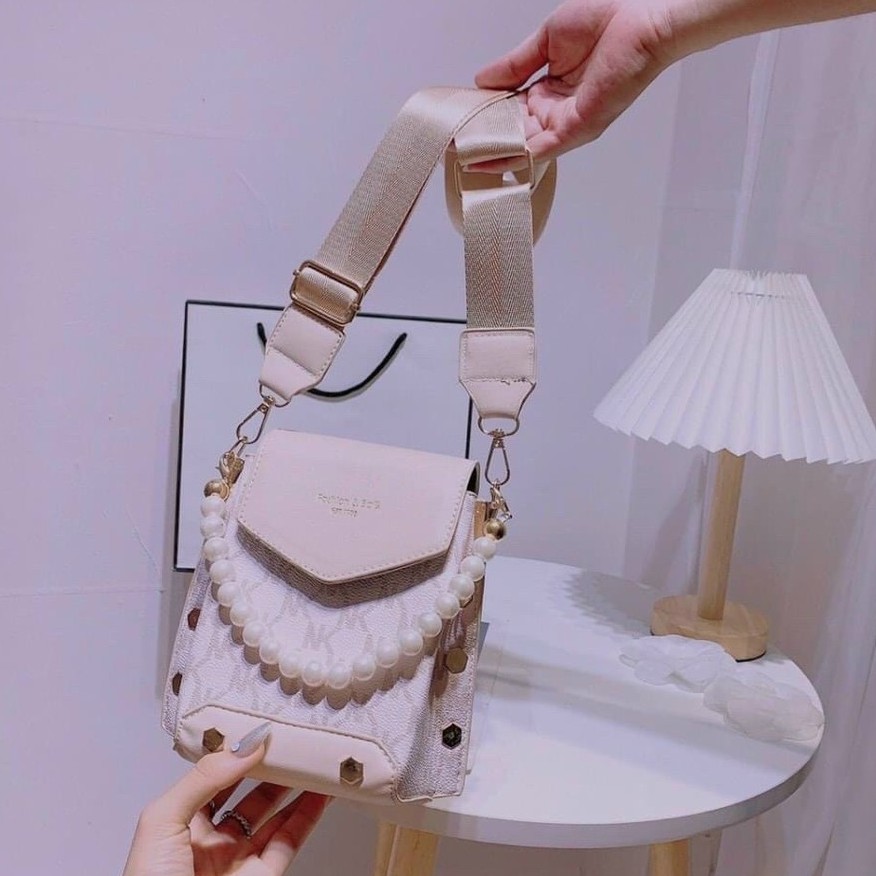 Túi Đeo Chéo Nữ , Túi Đựng Điện Thoại Phối Ngọc Siêu Xinh TXHQ 82