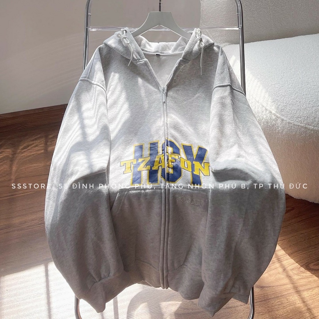 Áo Khoác Hoodie Nam Nữ Unisex Chữ HSY Dáng Rộng Unisex Mũ To Tay Bồng Chất Đẹp