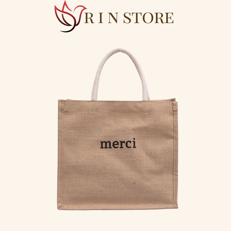 Túi Cói Đi Biển Cói Sang Chảnh, Có Lót và Khóa Kéo Bên Trong RIN