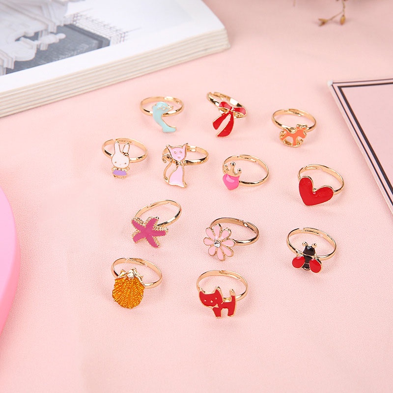 Set 10 Nhẫn Hợp Kim Hoạt Hình Dễ Thương Cho Bé