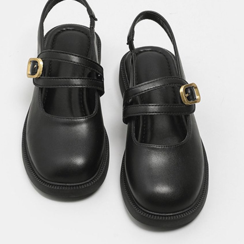 Giày sandal Lolita hở gót có quai hậu LAMLAM3456 đế răng cưa, phong cách cổ điển  - dép xinh