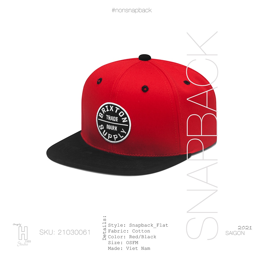 Mũ Snapback Brixton màu đỏ đen