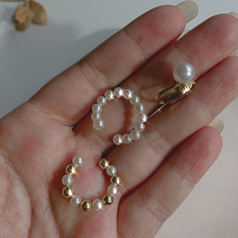 Bộ 3 Khuyên Tai Ngọc Trai Đơn Giản Xinh Xắn Cho Nữ