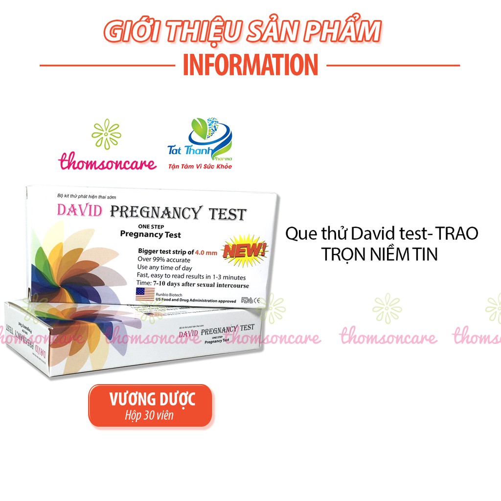 Que thử thai David Pregnancy Test phát hiện thai sớm - Che tên sản phẩm, test thai nhanh, chính xác, bản to