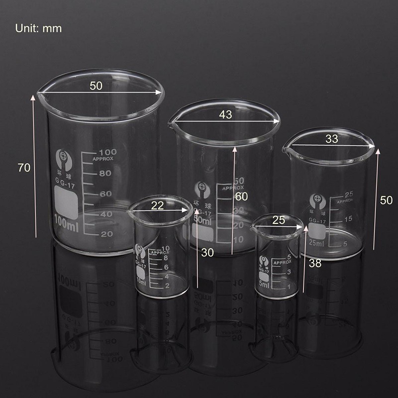 Set 5 Thước Đo Lường Cho Phòng Thí Nghiệm 5 10 25 50 100ml