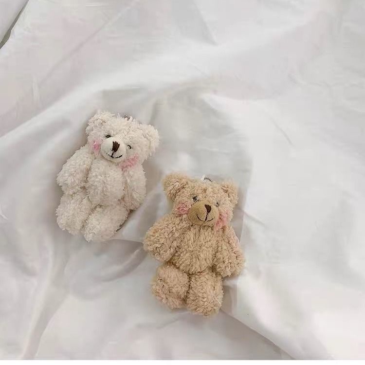 Móc khóa bông treo cặp balo hình gấu Teddy dễ thương chất vải xù mềm mịn kích thước 11cm NEOCI