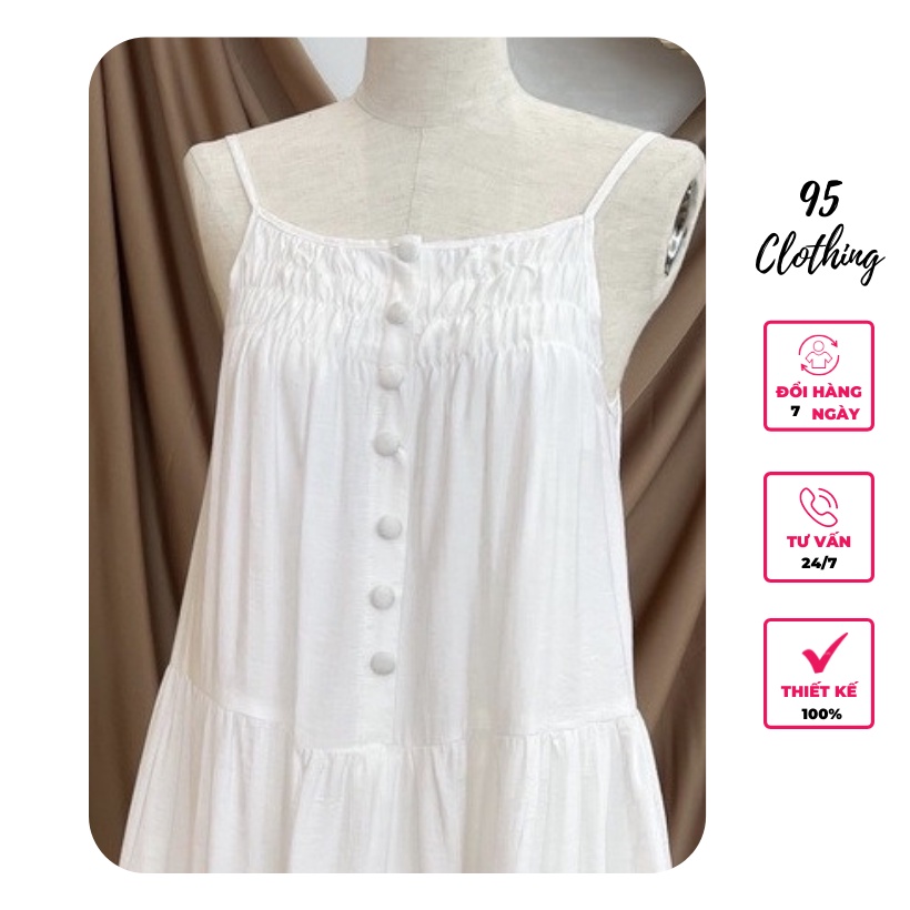 [Hàng Thiết Kế] Đầm maxi 2 dây tầng nút bọc | BigBuy360 - bigbuy360.vn