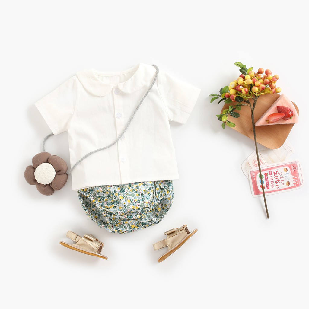 Bộ Đồ Sanlutoz Dành Cho Bé Gái Thiết Kế In Hoa Làm Từ Cotton