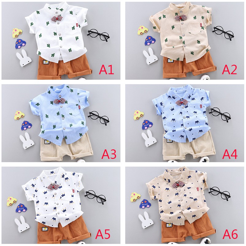 Bộ áo thun ngắn tay in hình vương miện + quần ngắn cho bé trai