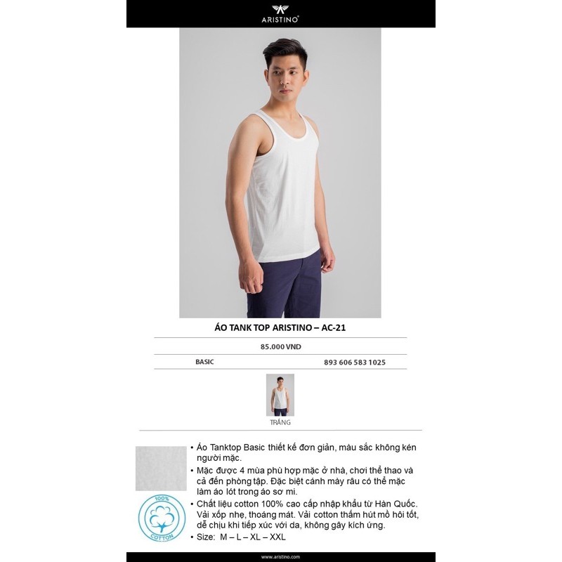 áo 3 lỗ nam aristino 85k sale còn 60k