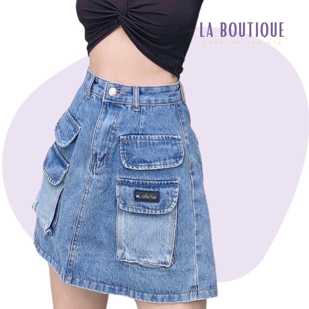 Chân váy Jean Túi Hộp Có Quần Co Giãn Form Chữ A La Boutique SM20