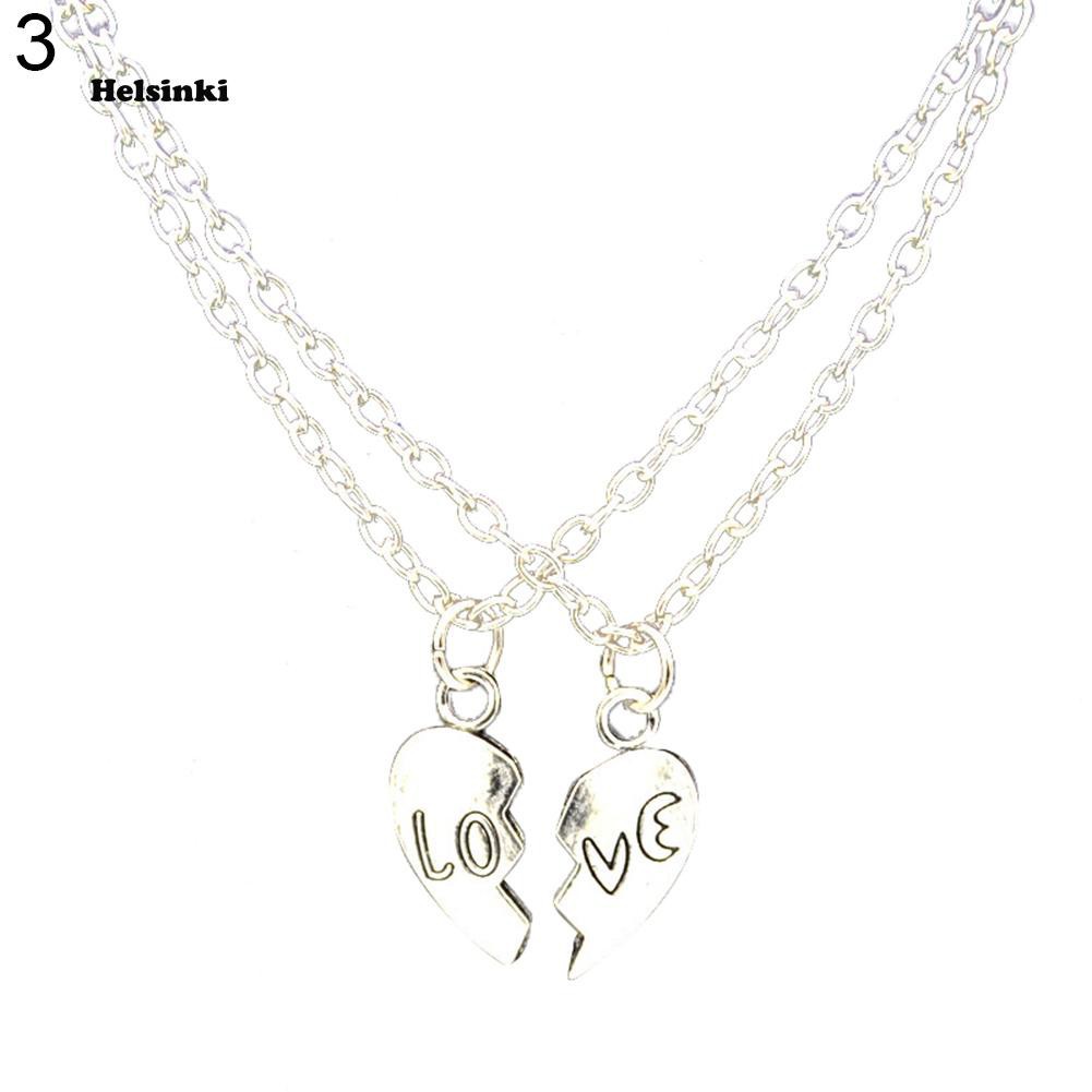 Set 2 dây chuyền tình bạn mặt hình trái tim ghép đôi khắc chữ