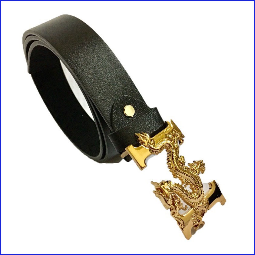 Thắt lưng da nam - Dây nịt nam da cá sấu màu vàng khóa mạ vàng hình rồng