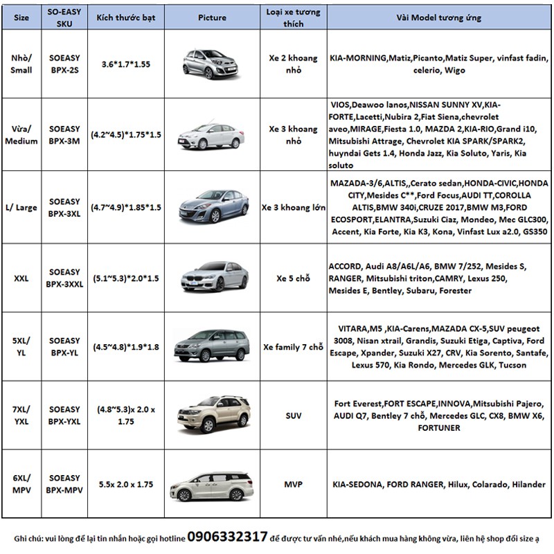 Bạt phủ ô tô xe hơi 7 chỗ SUV, áo trùm xe hơi,xe ô tô vải dù xé không rách lớp phản quang chống nóng, mưa, xước sơn_BPX