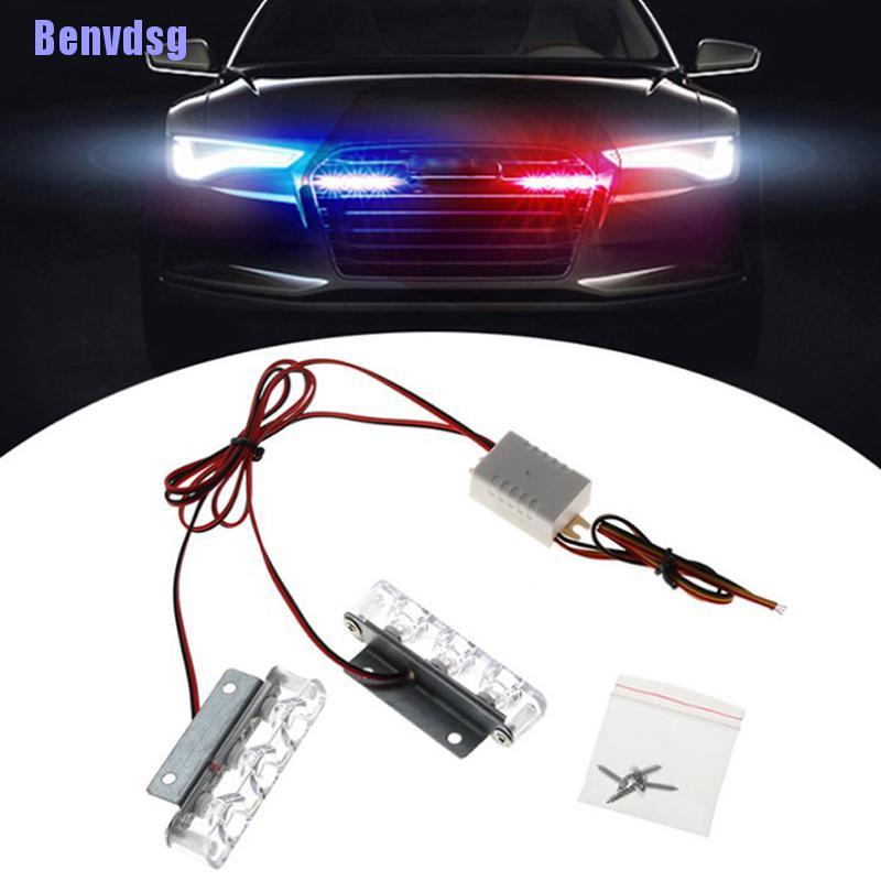 Set 2 đèn led 3 bóng 12V 12W cảnh sát cho xe hơi xe máy