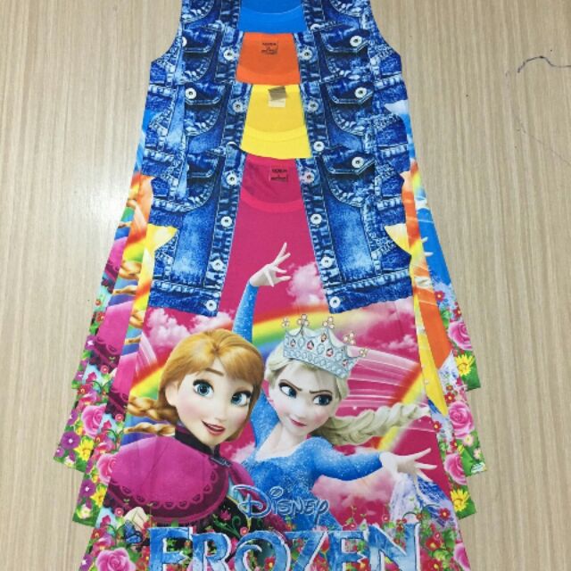 Set vay thun thái ép 3d cho bé gái từ 15-30kg