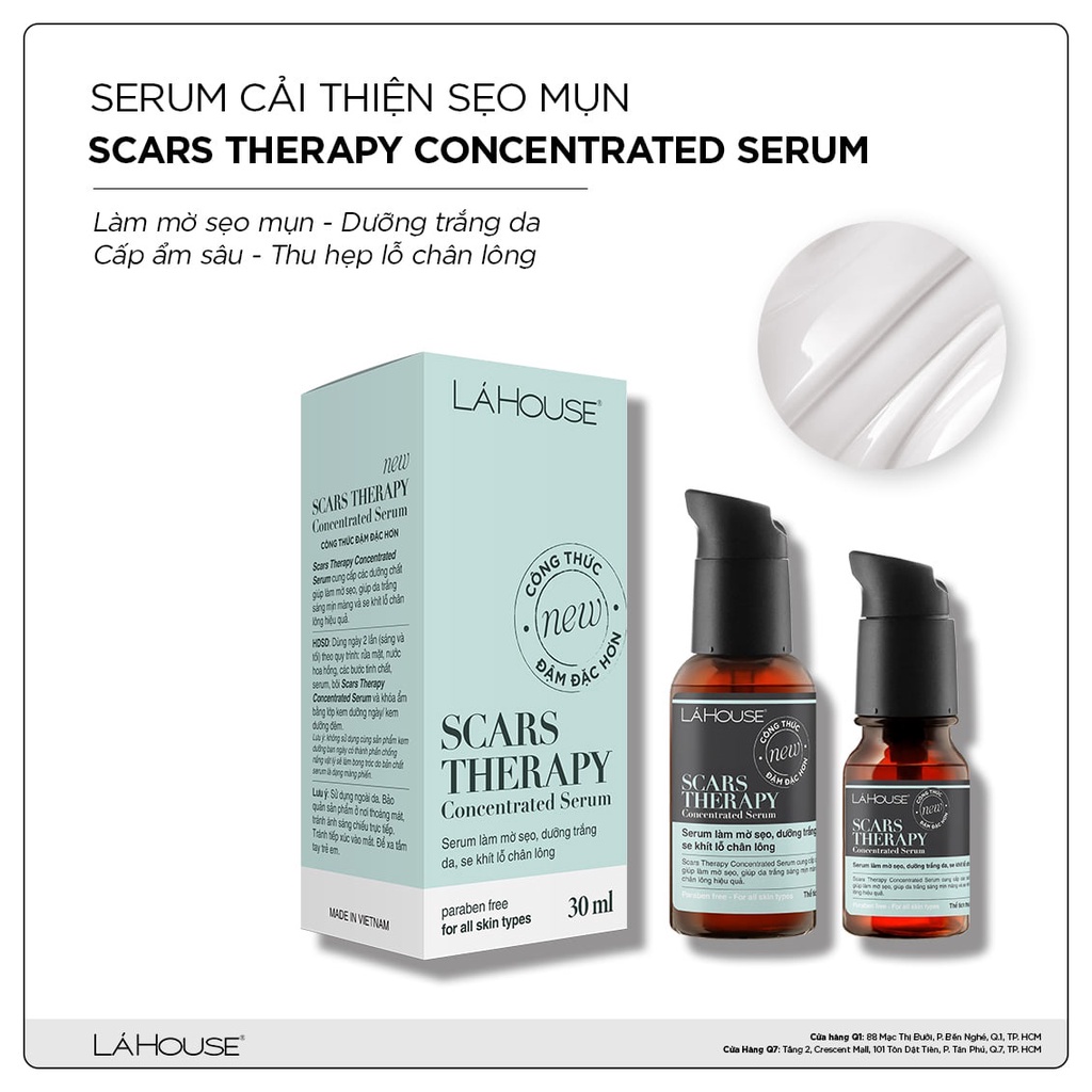 Serum dưỡng trắng da,làm mờ sẹo,se khít lỗ chân lông Lá House Scars Therapy Concentrated 15ml/30ml