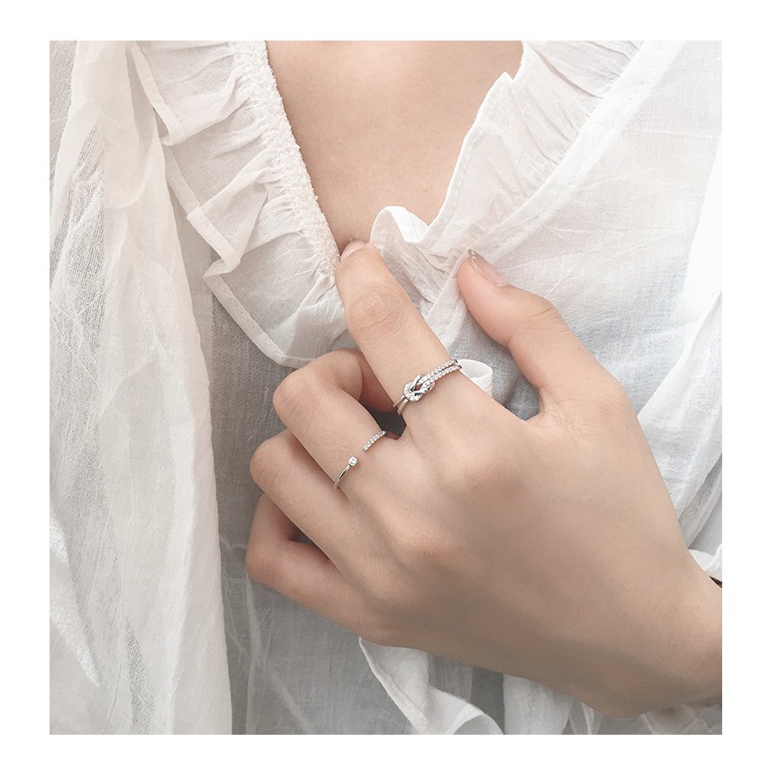 Nhẫn bạc 925 sterling bạc nữ pavé kim cương