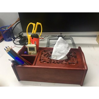 (Rẻ Nhất) Hộp đựng giấy ăn / khăn giấy 3 ngăn đă năng,bằng gỗ hương hình chữ nhật