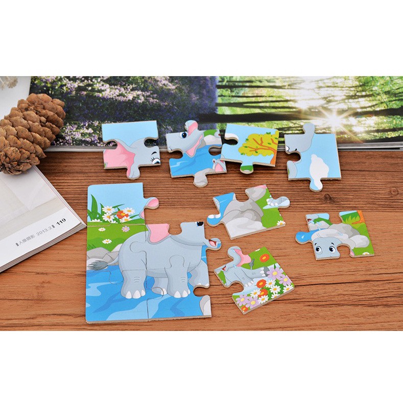 SỈ LẺ GIÁ TỐT Tranh puzzle gỗ ghép 12 mảnh kèm hình mẫu phía trên