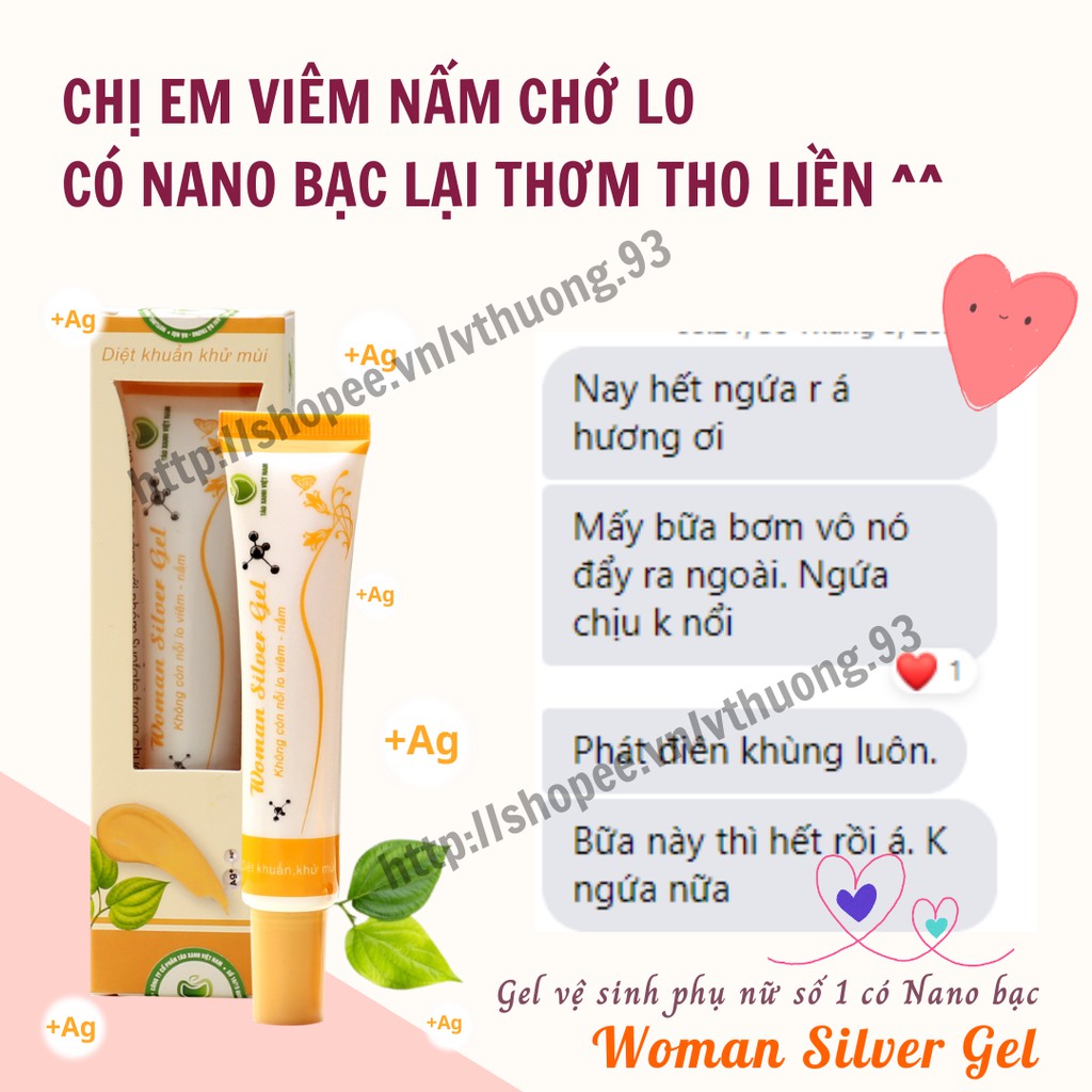 [MUA 2 TẶNG 1] Gel phụ khoa 💖WOMAN SILVER GEL💖Dung dịch vệ sinh phụ nữ Nano bạc TÁO XANH VIỆT NAM 💖 Che tên sản phẩm