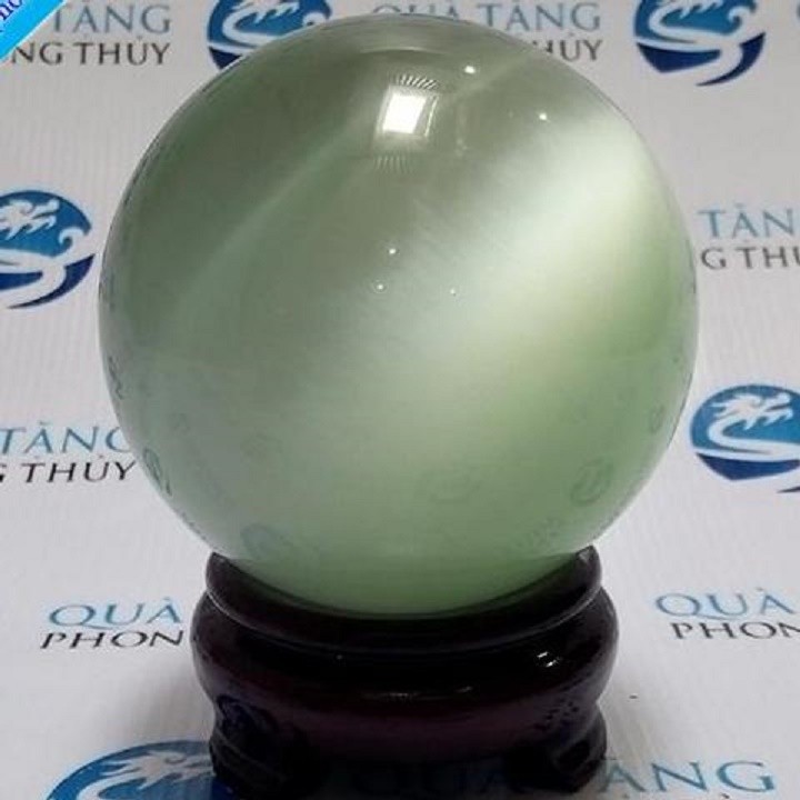 QUẢ CẦU PHONG THỦY ĐA MẮT MÈO TRẮNG ĐƯỜNG KÍNH 6CM 8CM 10CM 12CM + TẶNG KÈM CHÂN ĐẾ