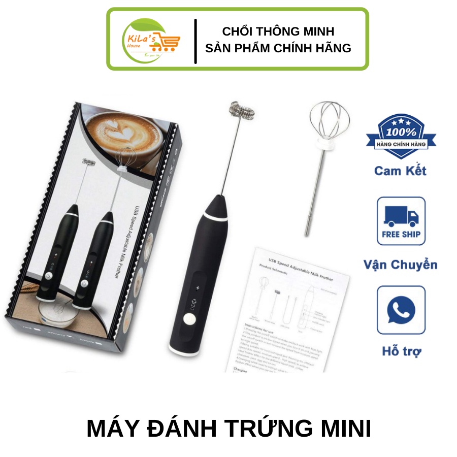 Máy Đánh Trứng, Đánh Sữa , Tạo Bọt Cafe Mini Cầm Tay Pin Sạc 3 Chế Độ Cao Cấp