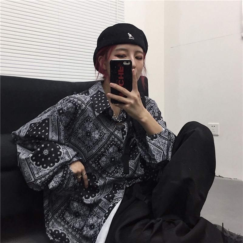 Áo sơ mi tay dài cổ V thời trang retro cho nam