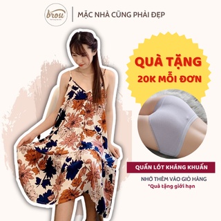 Đầm Ngủ Váy Mặc Nhà 2 Dây Brosi Homewear Chất Tôn Lụa Thời Trang V003