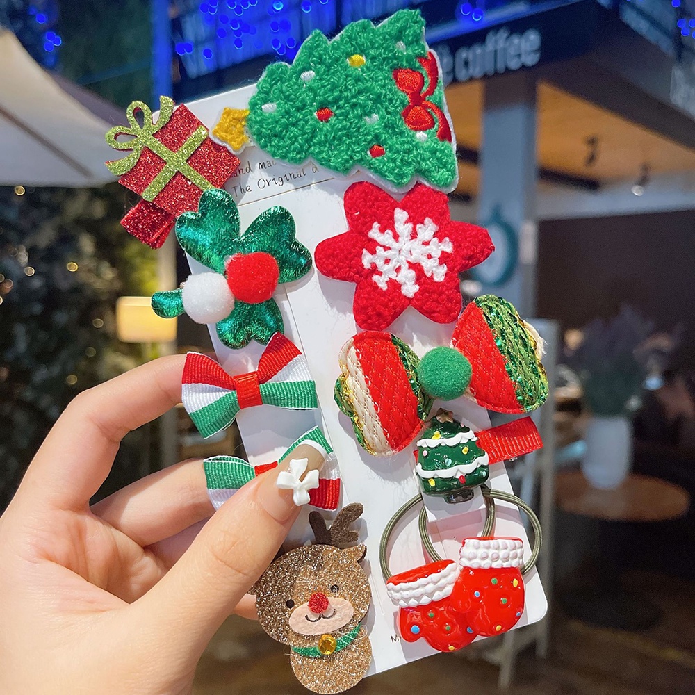 Set 10 Kẹp Tóc Chủ Đề Giáng Sinh Dễ Thương timetunnel