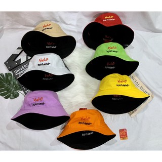 Nón Bucket 2 Lớp Hello My Friend Nhiều Màu Nam Nữ Thể Thao, Mũ Tai Bèo Rộng Vành Che Nắng