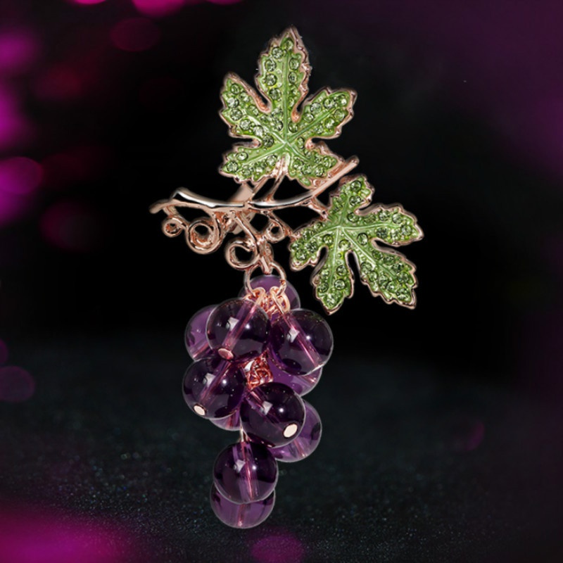 Ghim cài áo hình chùm nho đính đá kiểu dáng sáng tạo hợp thời trang dành cho nữ