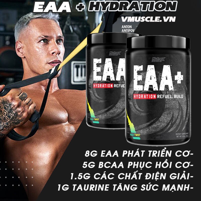 Nutrex EAA + Hydration 30 lần dùng – Bổ sung các Axit Amin cần thiết, phục hồi, xây dựng cơ bắp, duy trì tập