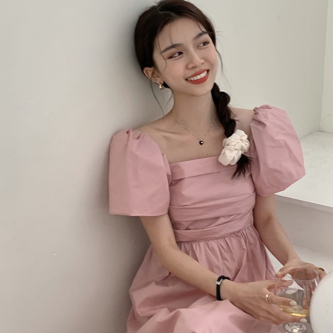 [MURIOKI] Đầm Dự Tiệc Dáng Dài Cổ Vuông Tay Phồng Kiểu Vintage Pháp Thời Trang 2022 đầm đi chơi nước ngoài