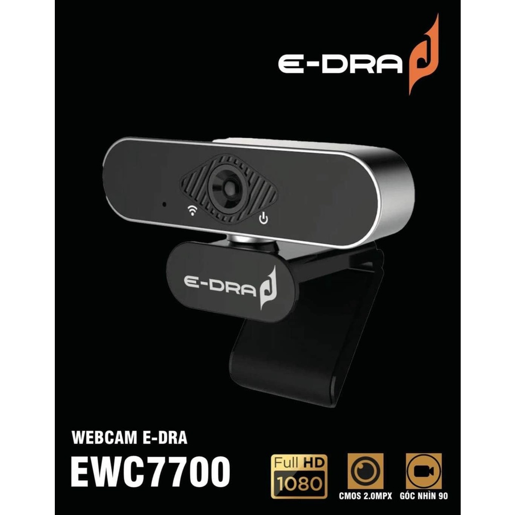 Webcam máy tính E-dra EWC7700 FullHD 1080p/ 30fps - camera PC 1080p có micro học online livestream Ewc77000 - Chính hãng
